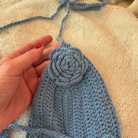 Blue Crochet Bikini Top - Picture 3 of 7